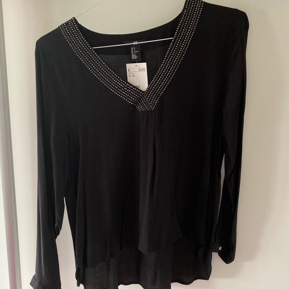 Black blouse with silver beading - Picture 1 of 3